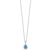 Cheryl Sterling Silver Rhodium-Plated Necklace with Lab Blue Opal and CZ Accents